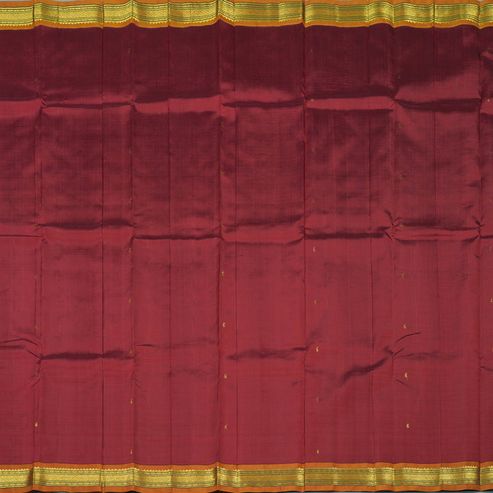 Hayagrivas Maroon Handloom Kanjivaram Silk Saree with Honey Mustard Border KBE130D1-2