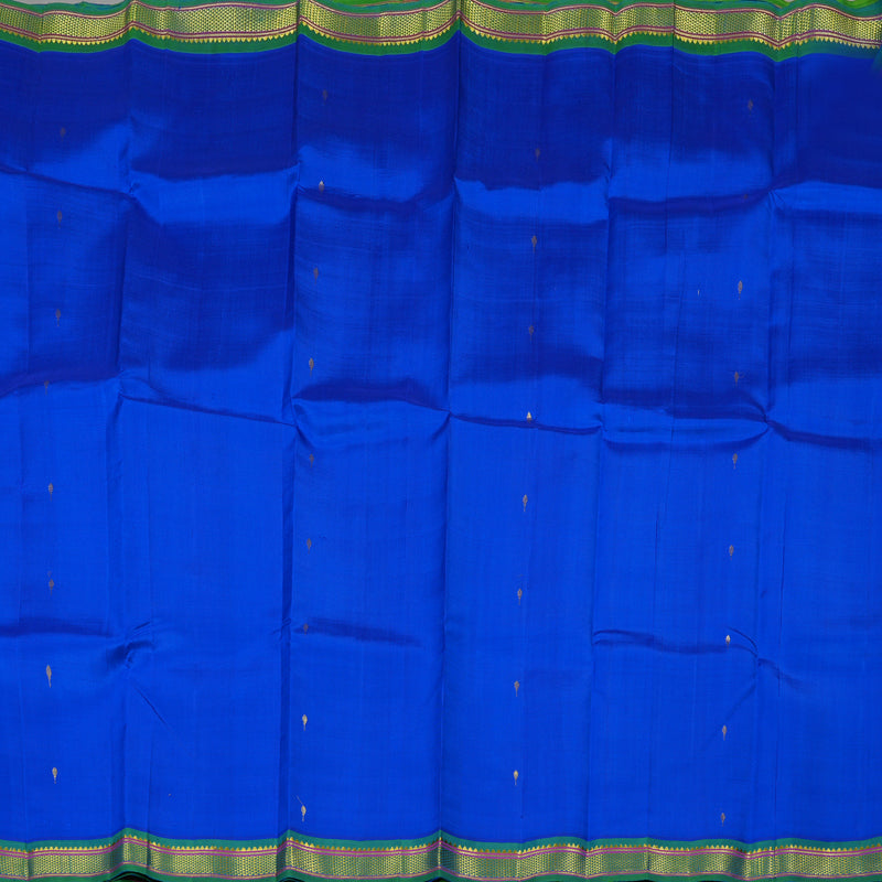 Hayagrivas Blue Handloom Kanjivaram Silk Saree with Sea Green Border KBE130D1-5