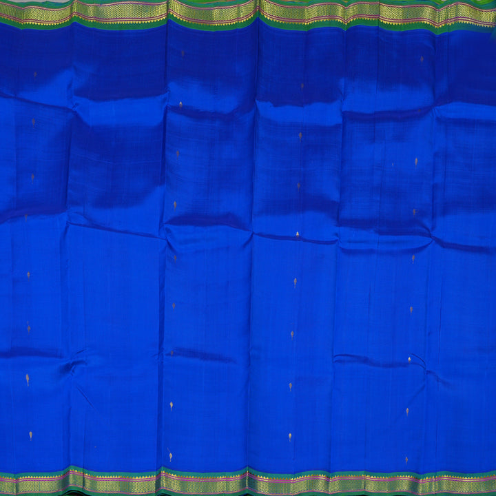 Hayagrivas Blue Handloom Kanjivaram Silk Saree with Sea Green Border KBE130D1-5