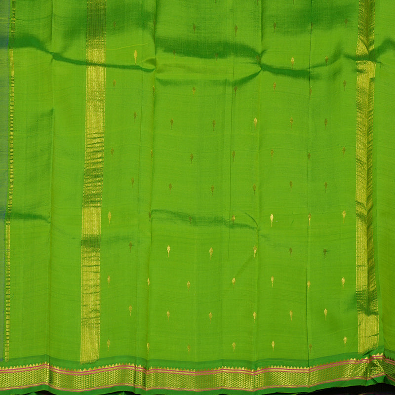 Hayagrivas Blue Handloom Kanjivaram Silk Saree with Sea Green Border KBE130D1-5