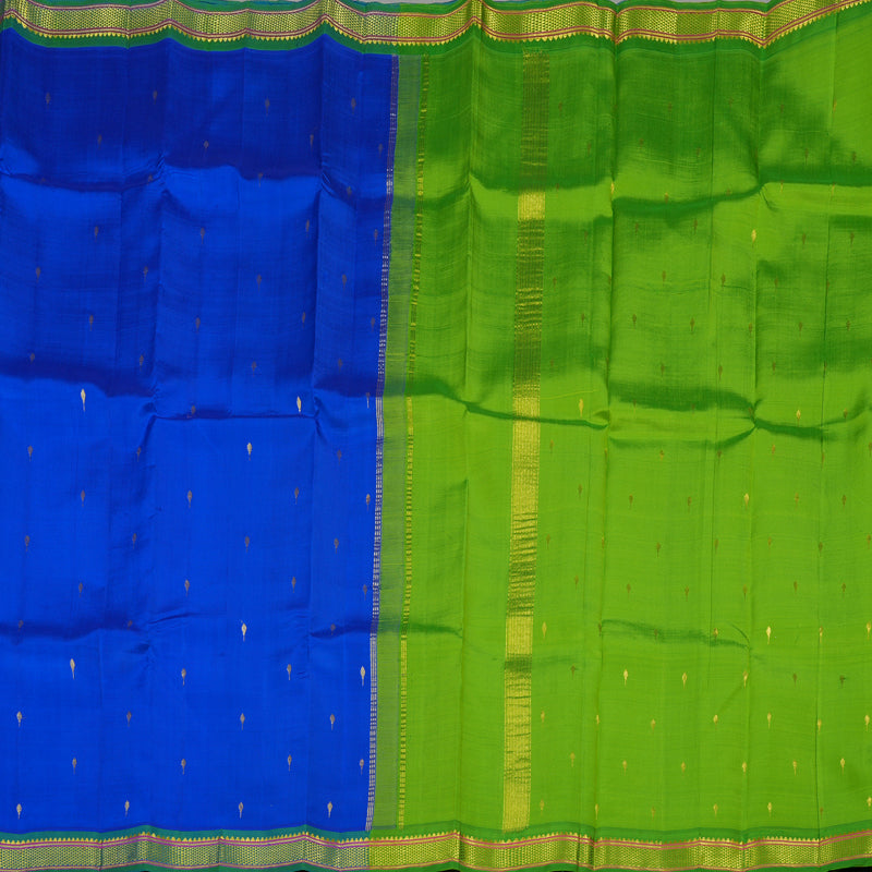 Hayagrivas Blue Handloom Kanjivaram Silk Saree with Sea Green Border KBE130D1-5