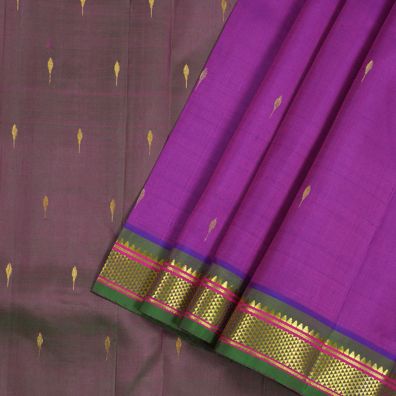Hayagrivas Purple Handloom Kanjivaram Silk Saree with Mandhalir Border KBE130D1-6