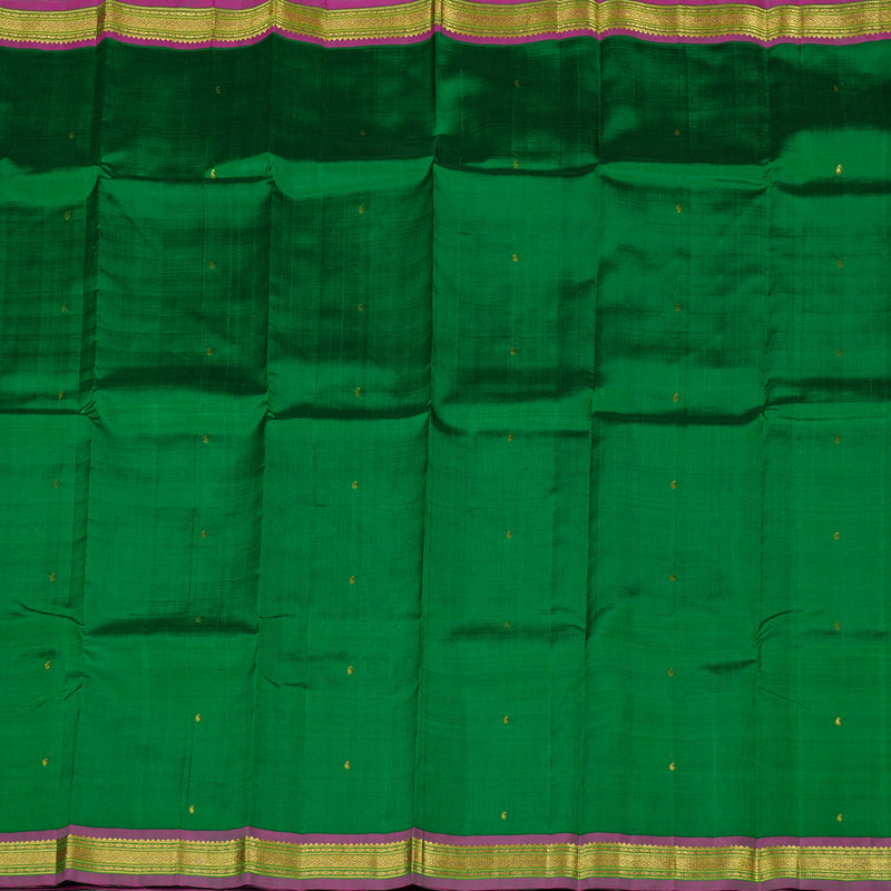 Hayagrivas Dark Green Handloom Kanjivaram Silk Saree with Purple Border KBE130D1-7