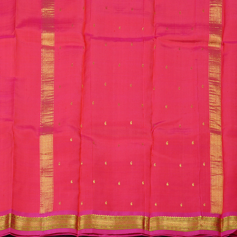 Hayagrivas Dark Green Handloom Kanjivaram Silk Saree with Purple Border KBE130D1-7