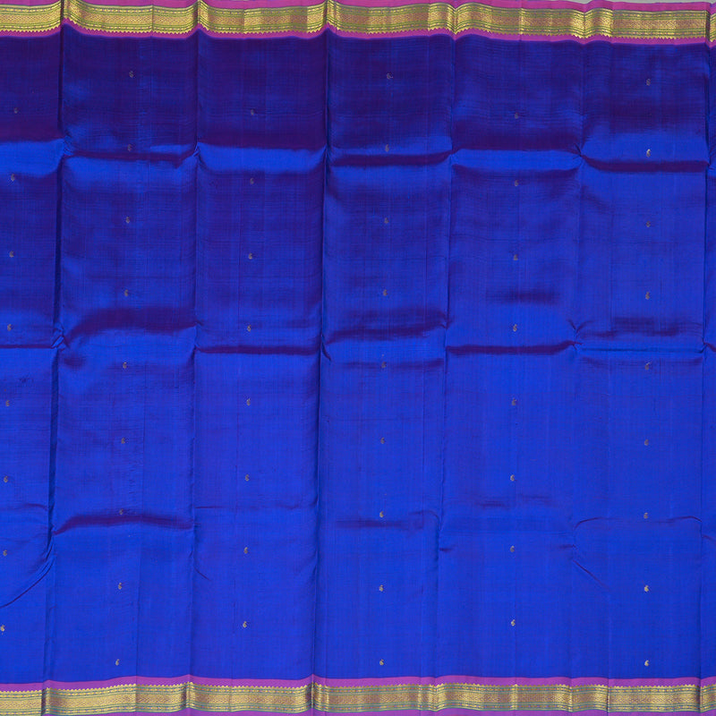 Hayagrivas Blue Handloom Kanjivaram Silk Saree with Purple Border KBE130D1-9