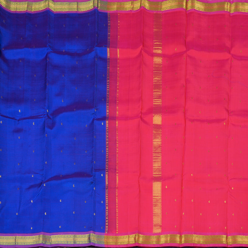 Hayagrivas Blue Handloom Kanjivaram Silk Saree with Purple Border KBE130D1-9