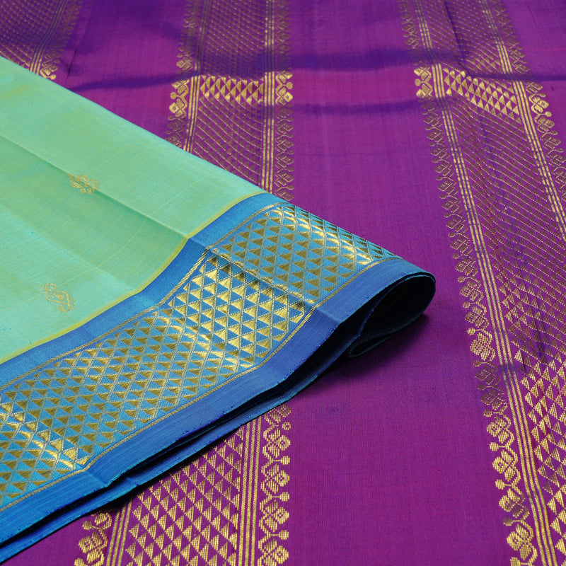 Hayagrivas Sea Blue Handloom Kanjivaram Silk Saree with Blue Border KBE130D2-3