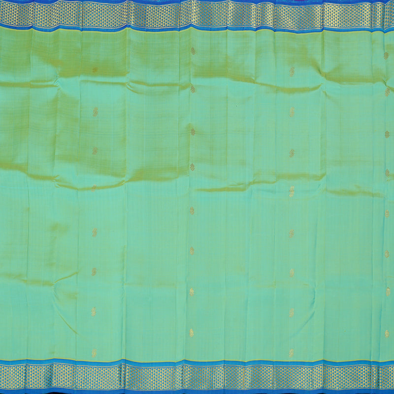 Hayagrivas Sea Blue Handloom Kanjivaram Silk Saree with Blue Border KBE130D2-3