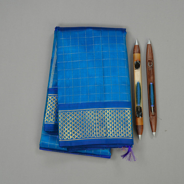 Hayagrivas Sky Blue Handloom Kanjivaram Silk Saree KBE130D3-1