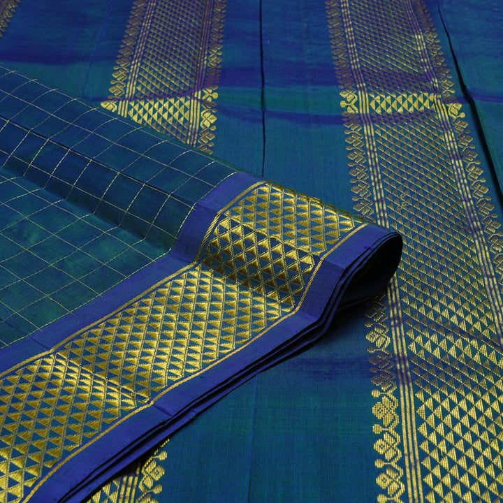 Hayagrivas Peacock Blue Handloom Kanjivaram Silk Saree KBE130D3-2