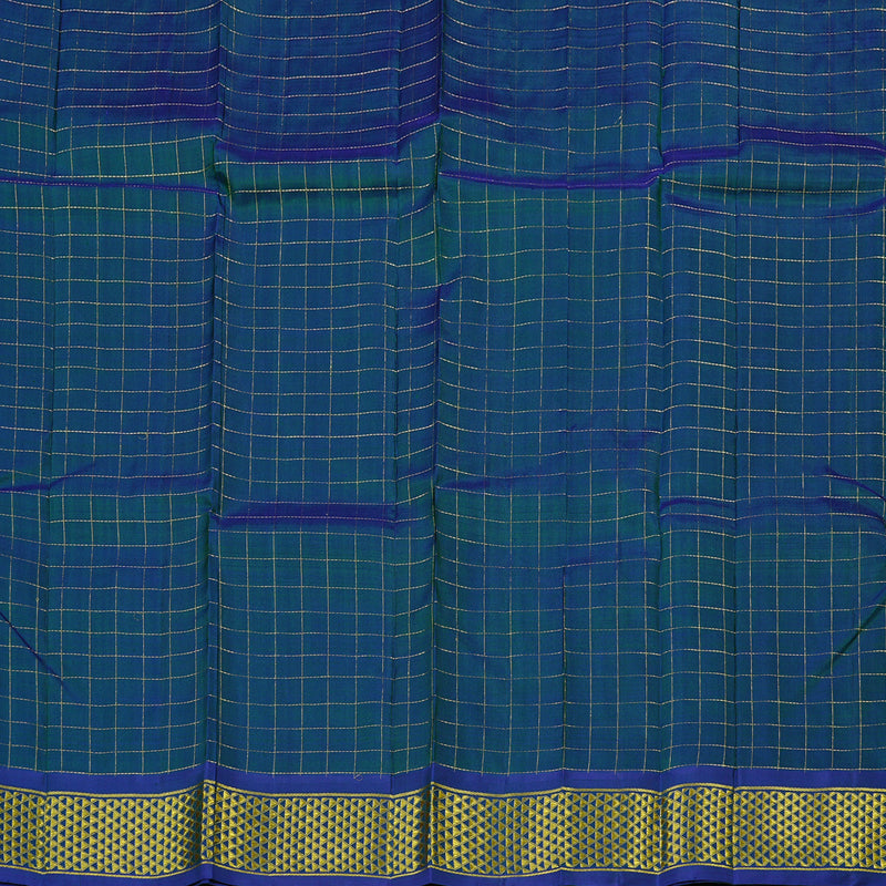 Hayagrivas Peacock Blue Handloom Kanjivaram Silk Saree KBE130D3-2