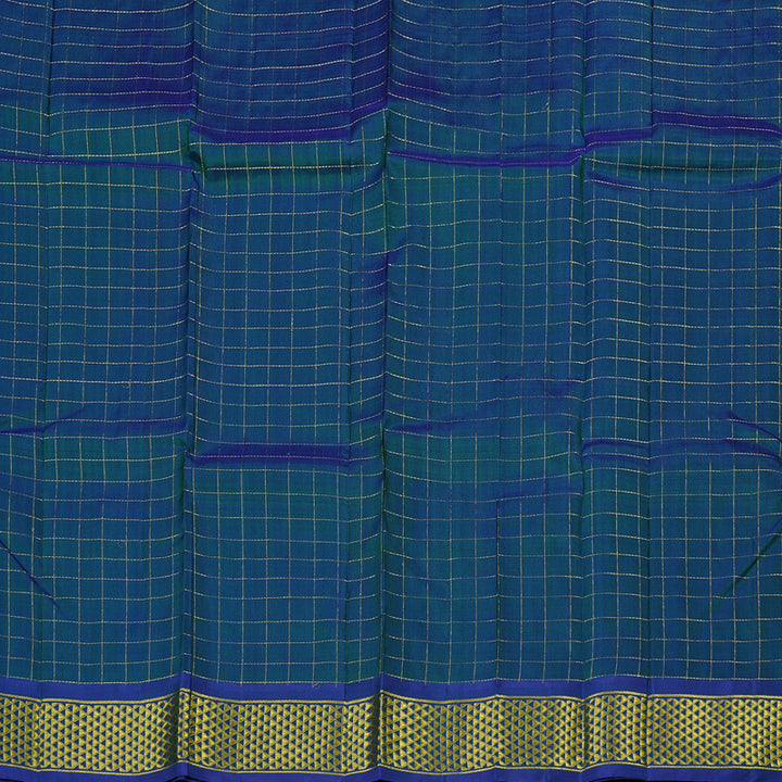 Hayagrivas Peacock Blue Handloom Kanjivaram Silk Saree KBE130D3-2