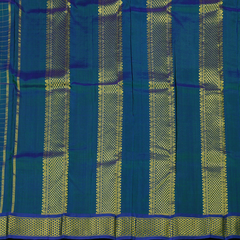 Hayagrivas Peacock Blue Handloom Kanjivaram Silk Saree KBE130D3-2