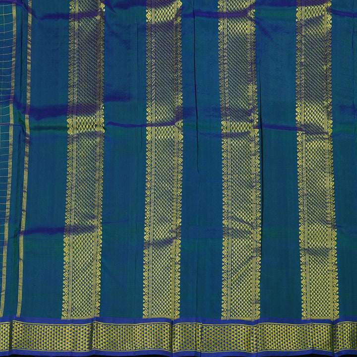 Hayagrivas Peacock Blue Handloom Kanjivaram Silk Saree KBE130D3-2