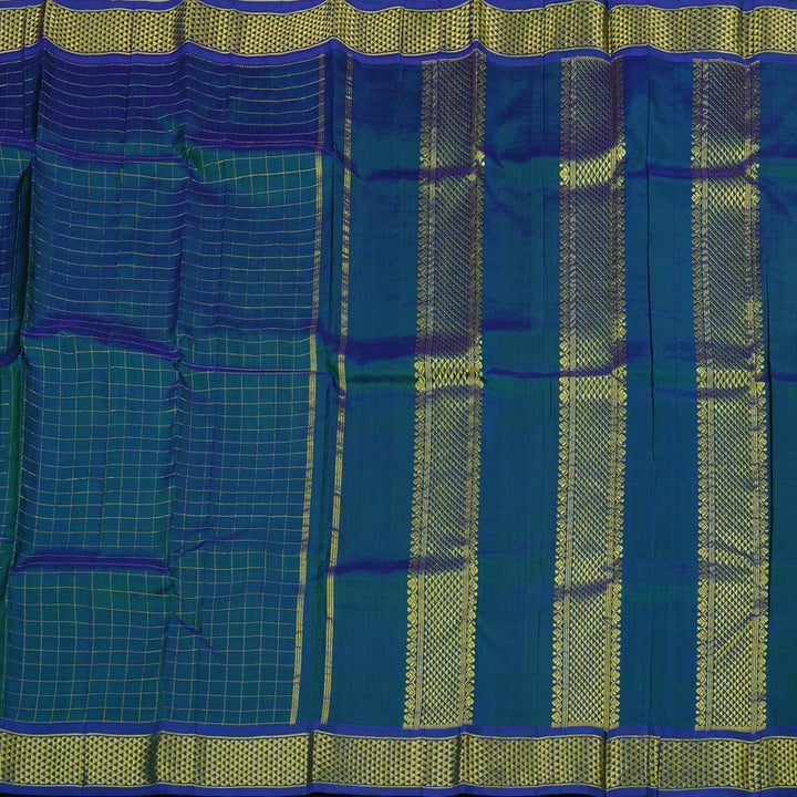 Hayagrivas Peacock Blue Handloom Kanjivaram Silk Saree KBE130D3-2