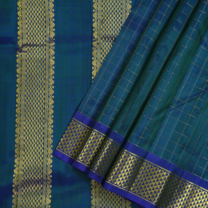 Hayagrivas Peacock Blue Handloom Kanjivaram Silk Saree KBE130D3-2
