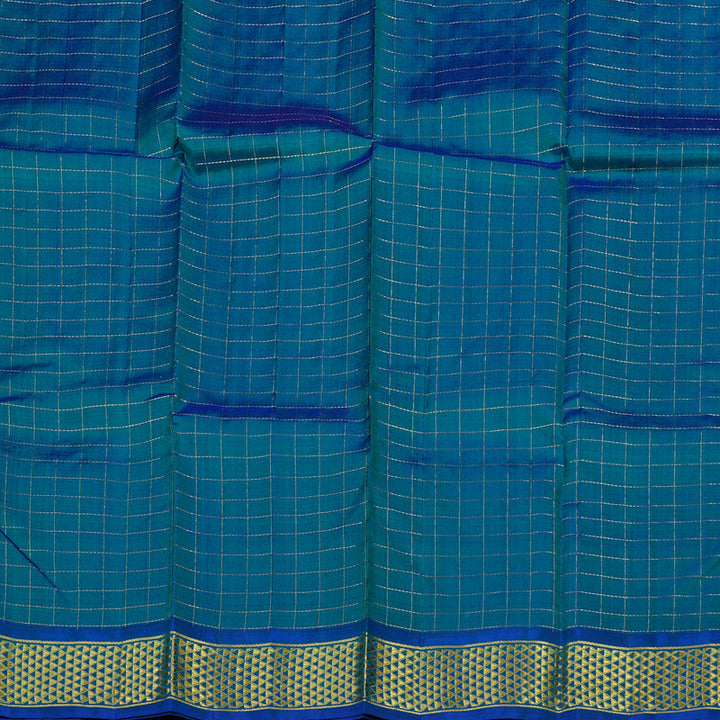 Hayagrivas Peacock Blue Handloom Kanjivaram Silk Saree KBE130D3-4