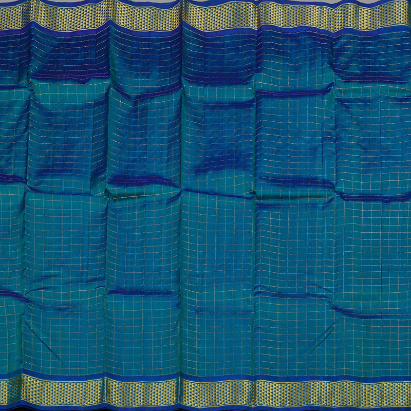 Hayagrivas Peacock Blue Handloom Kanjivaram Silk Saree KBE130D3-4