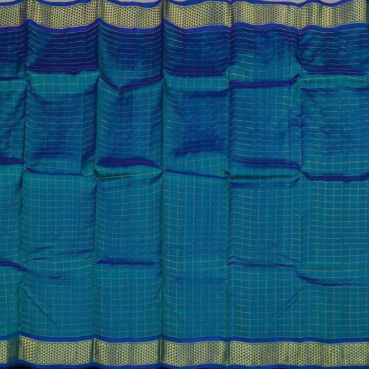 Hayagrivas Peacock Blue Handloom Kanjivaram Silk Saree KBE130D3-4