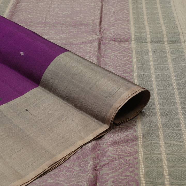 Hayagrivas Handloom Violet Kanjivaram Silk Saree with Ganga Jamuna Border KBE1310J1-6