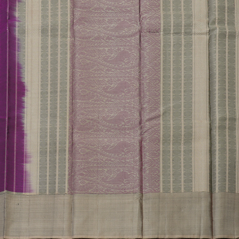 Hayagrivas Handloom Violet Kanjivaram Silk Saree with Ganga Jamuna Border KBE1310J1-6