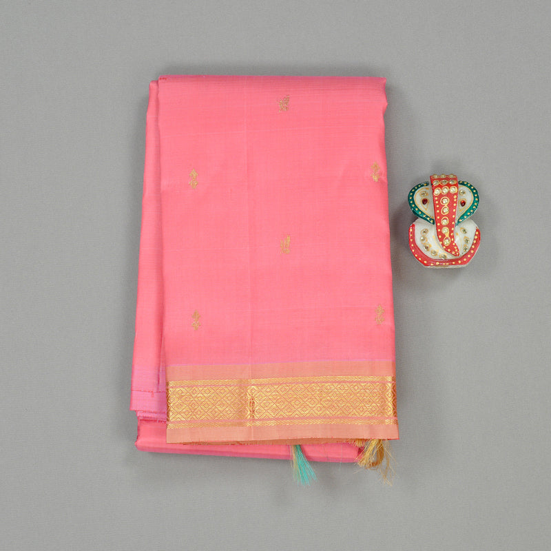 Hayagrivas Peach Pink Handloom Kanjivaram Silk Saree with Sandal Border KBE131D1-13