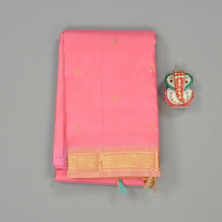 Hayagrivas Peach Pink Handloom Kanjivaram Silk Saree with Sandal Border KBE131D1-13