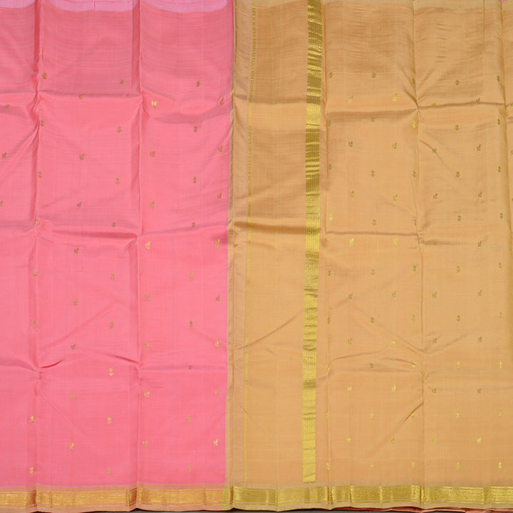 Hayagrivas Peach Pink Handloom Kanjivaram Silk Saree with Sandal Border KBE131D1-13
