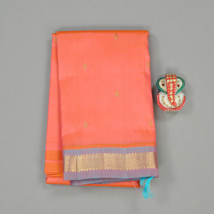 Hayagrivas Peach Pink Handloom Kanjivaram Silk Saree with Lilac Colour Border KBE131D1-14