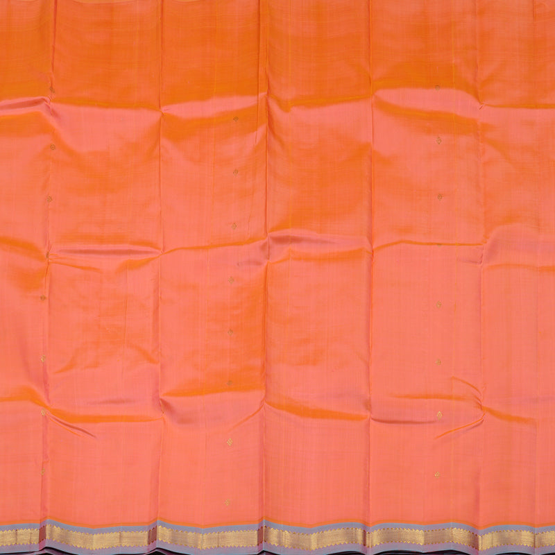 Hayagrivas Peach Pink Handloom Kanjivaram Silk Saree with Lilac Colour Border KBE131D1-14
