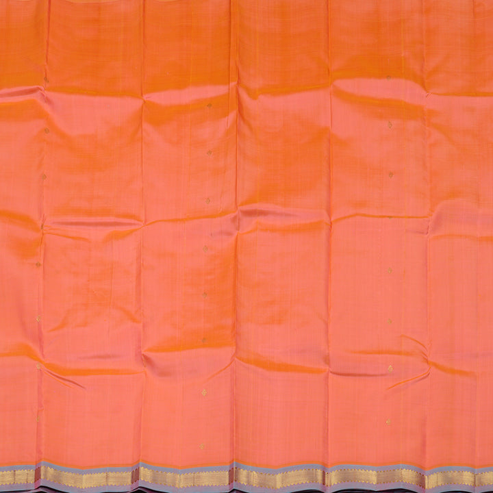 Hayagrivas Peach Pink Handloom Kanjivaram Silk Saree with Lilac Colour Border KBE131D1-14