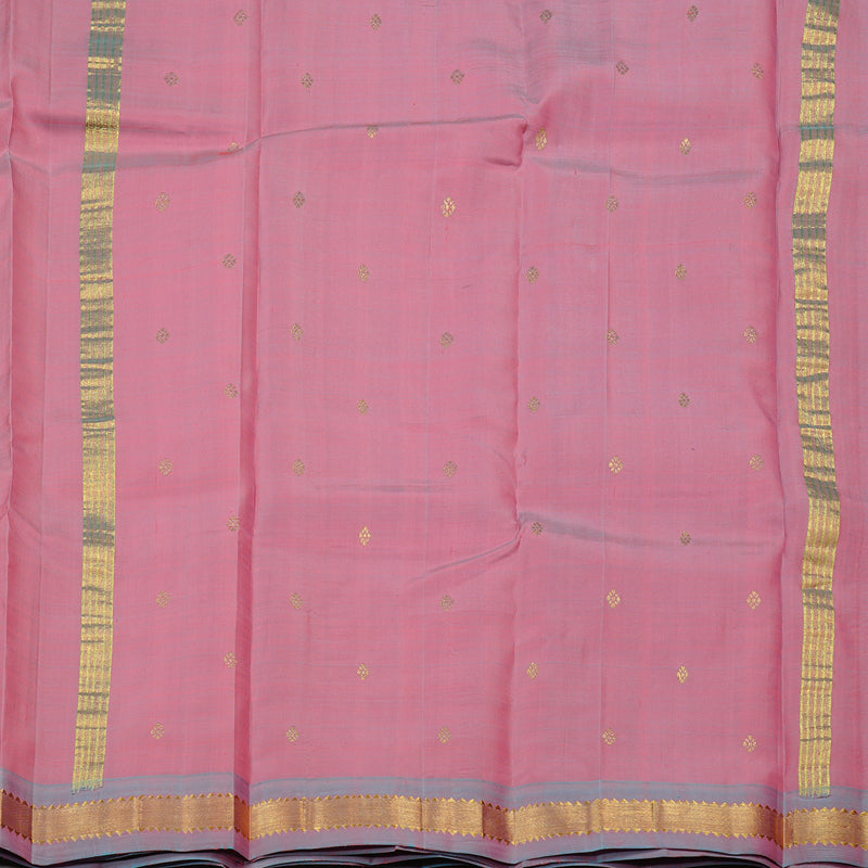 Hayagrivas Peach Pink Handloom Kanjivaram Silk Saree with Lilac Colour Border KBE131D1-14