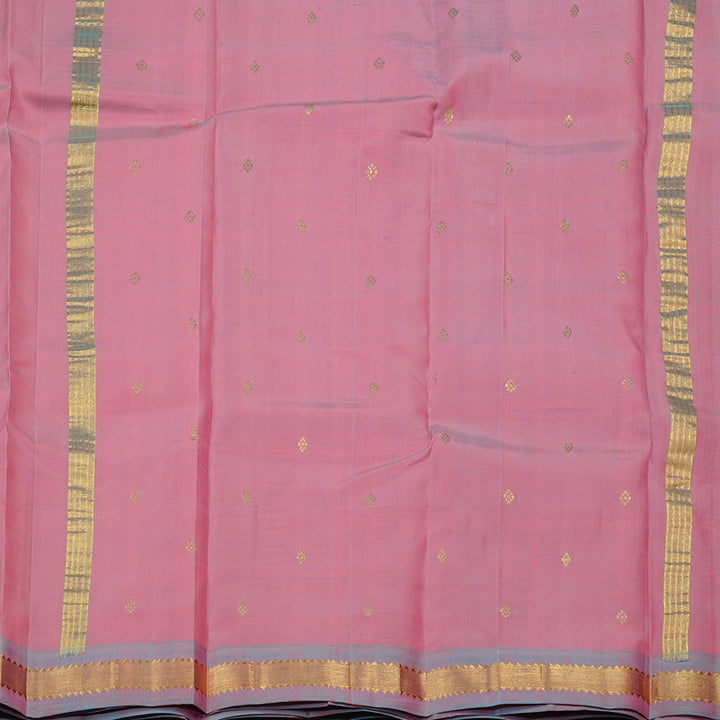 Hayagrivas Peach Pink Handloom Kanjivaram Silk Saree with Lilac Colour Border KBE131D1-14
