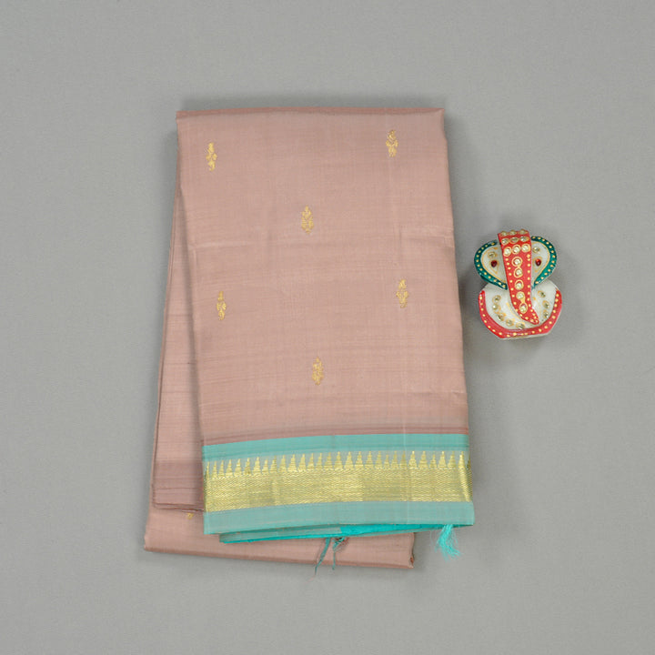 Hayagrivas Onion Pink Handloom Kanjivaram Silk Saree with Sea Green Border KBE131D1-15