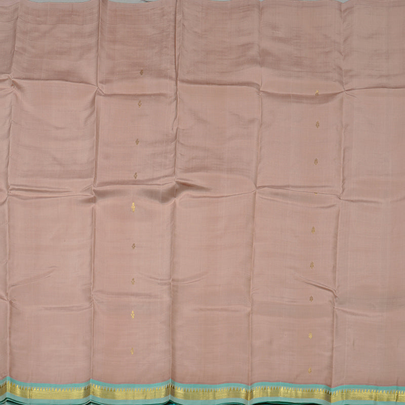 Hayagrivas Onion Pink Handloom Kanjivaram Silk Saree with Sea Green Border KBE131D1-15