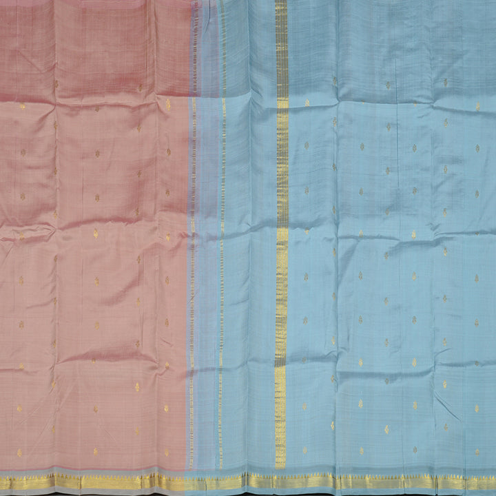 Hayagrivas Onion Pink Handloom Kanjivaram Silk Saree with Powder Blue Border KBE131D1-20