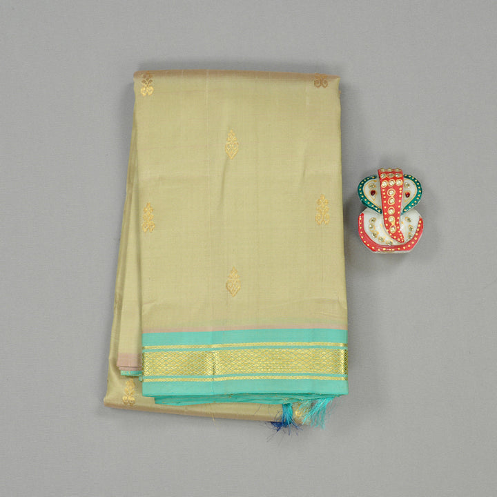 Hayagrivas Light Elaichi Green Handloom Kanjivaram Silk Saree with Sea Green Border KBE131D1-21