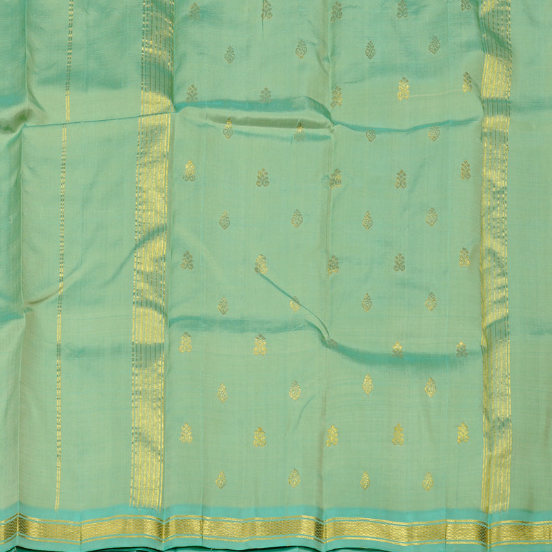 Hayagrivas Light Elaichi Green Handloom Kanjivaram Silk Saree with Sea Green Border KBE131D1-21