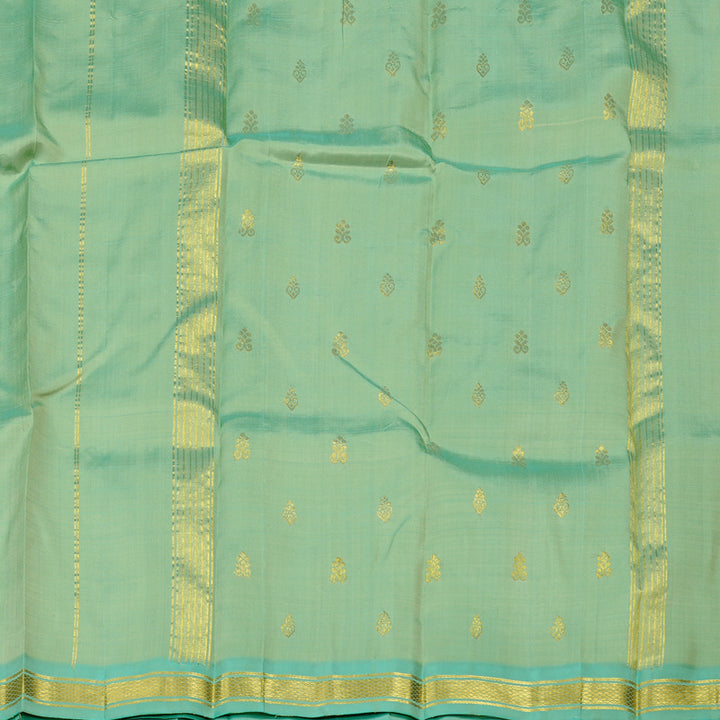 Hayagrivas Light Elaichi Green Handloom Kanjivaram Silk Saree with Sea Green Border KBE131D1-21