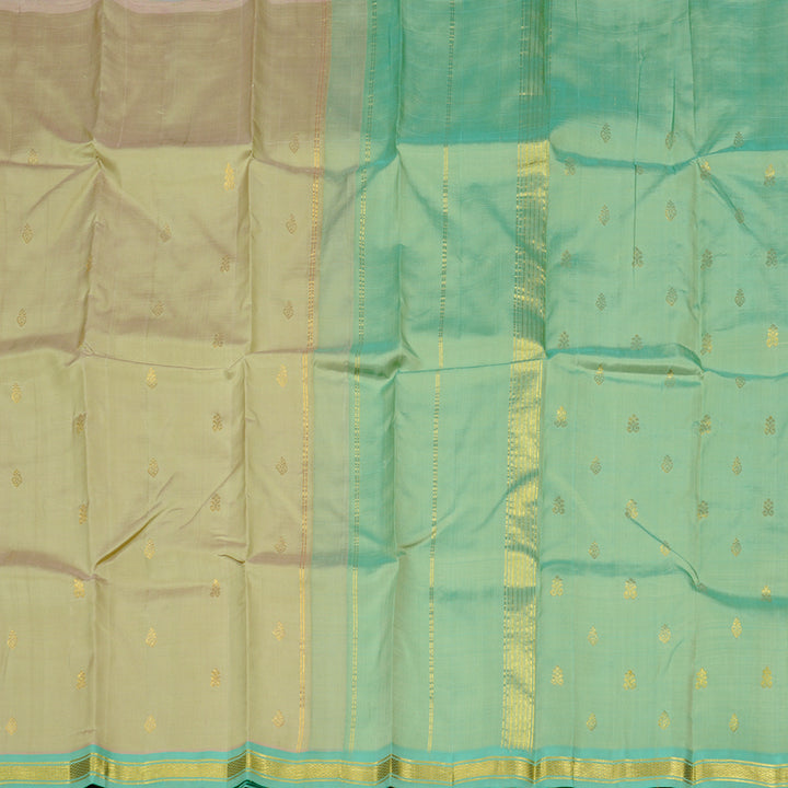 Hayagrivas Light Elaichi Green Handloom Kanjivaram Silk Saree with Sea Green Border KBE131D1-21