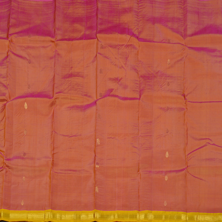 Hayagrivas Onion Pink Handloom Kanjivaram Silk Saree with Lemon Yellow Border KBE131D1-22