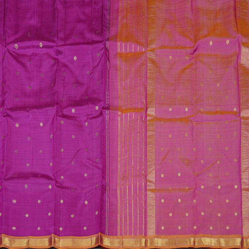 Hayagrivas Purple Handloom Kanjivaram Silk Saree with Honey Mustard Border KBE131D1-23