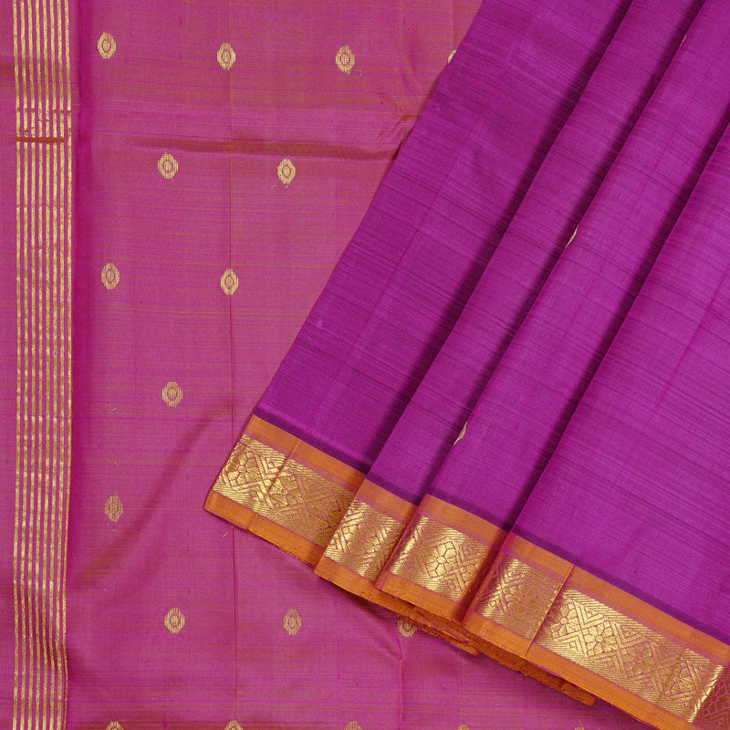 Hayagrivas Purple Handloom Kanjivaram Silk Saree with Honey Mustard Border KBE131D1-23