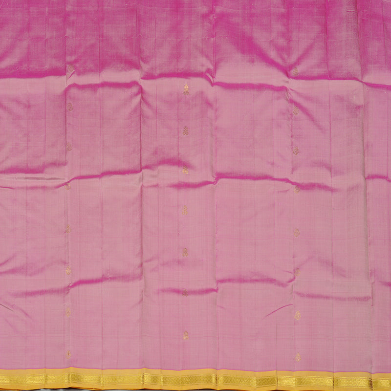 Hayagrivas Baby Pink Handloom Kanjivaram Silk Saree with Mustard Yellow Border KBE131D1-3