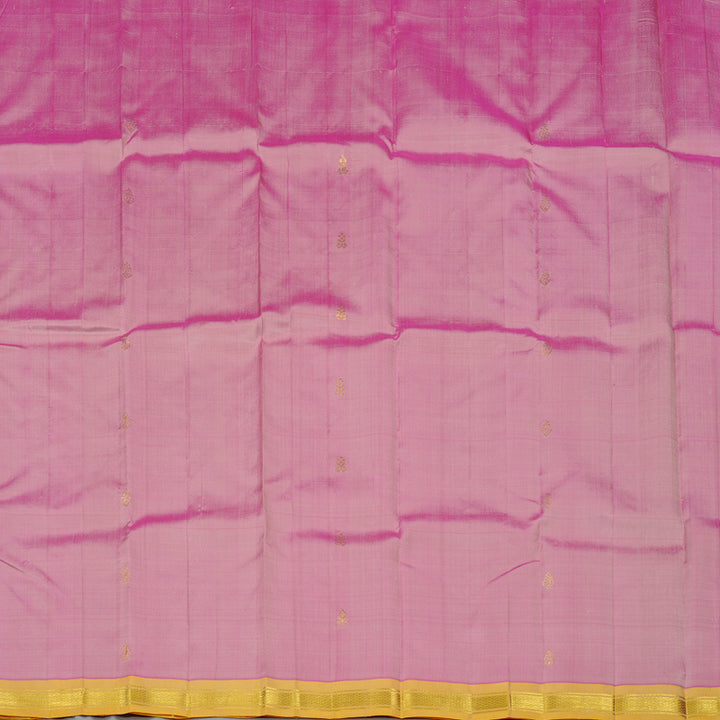 Hayagrivas Baby Pink Handloom Kanjivaram Silk Saree with Mustard Yellow Border KBE131D1-3