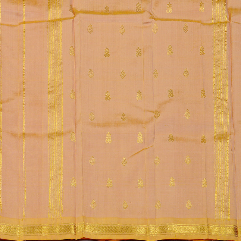 Hayagrivas Baby Pink Handloom Kanjivaram Silk Saree with Mustard Yellow Border KBE131D1-3