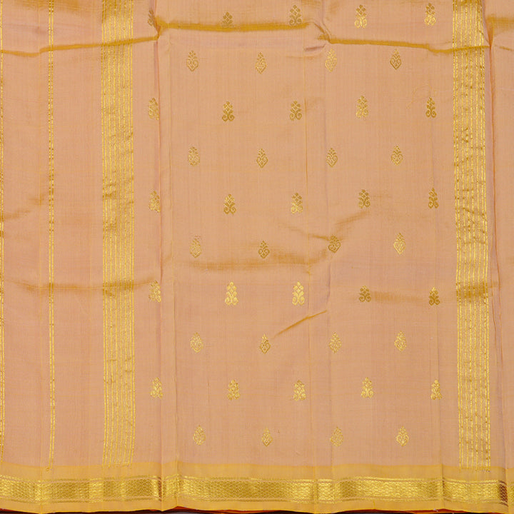 Hayagrivas Baby Pink Handloom Kanjivaram Silk Saree with Mustard Yellow Border KBE131D1-3