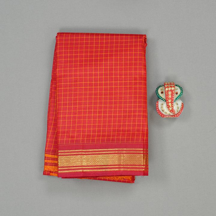 Hayagrivas Red Handloom Kanjivaram Silk Saree with Red Border KBE131D1-9
