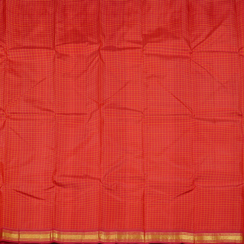 Hayagrivas Red Handloom Kanjivaram Silk Saree with Red Border KBE131D1-9