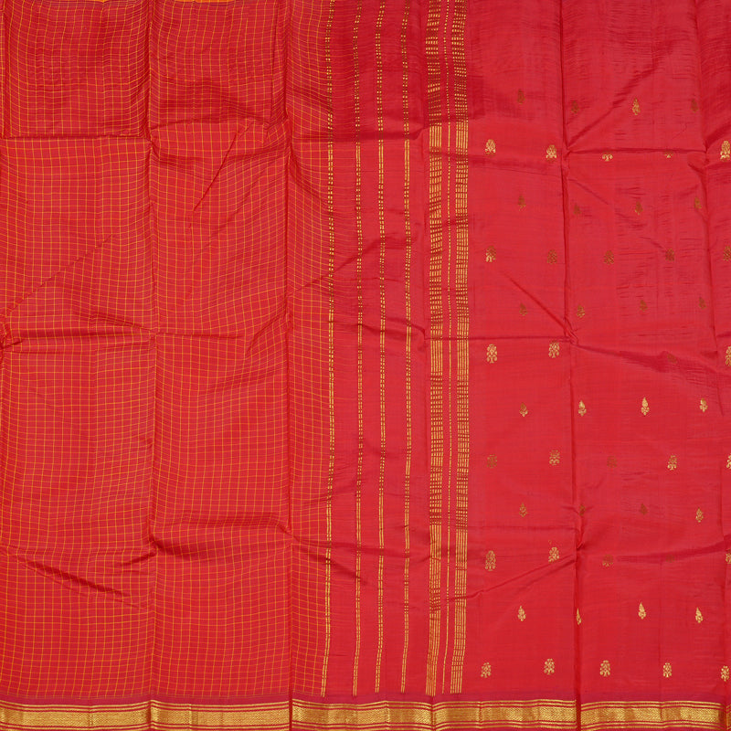 Hayagrivas Red Handloom Kanjivaram Silk Saree with Red Border KBE131D1-9